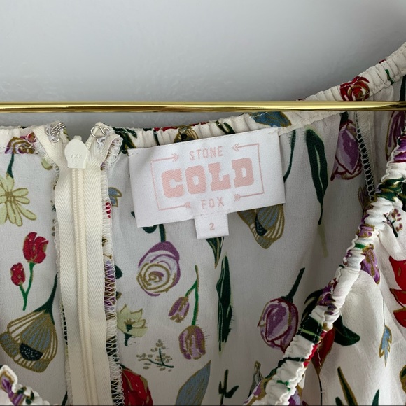 STONE COLD FOX Versilia Midi Dress White Floral - Picture 6 of 6